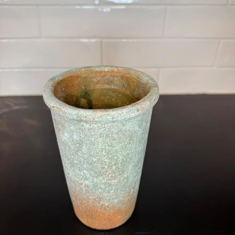 47th & Main Decorative Vase Home Decor 9.5in Green Orange Weathered BMR433